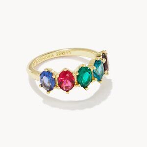 Cailin Gold Crystal Band Ring in Multi Mix
